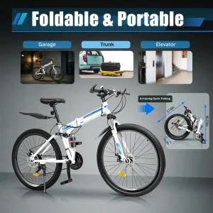 21-Speed  MTB Bicycle 26" Folding Mountain Bike with Dual Disc Brake