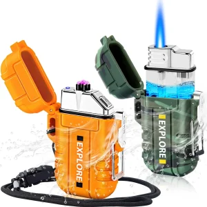 Waterproof Windproof Dual Arc Plasma Lighter USB Rechargeable,