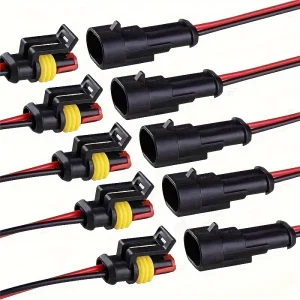 2 Pin Way Electrical Wire Connector, 18AWG Male Female Plug Socket,