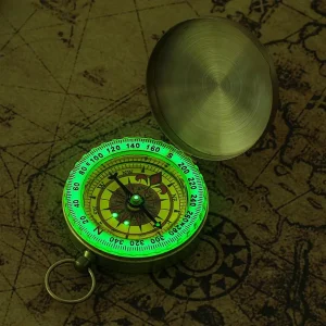 Outdoor Compass Pure Copper Multifunctional Mountaineering Camping Hiking Mini Luminous
