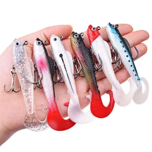 6PCS Wobblers Artificial Baits Fishing Tackle Soft Silicone Bait
